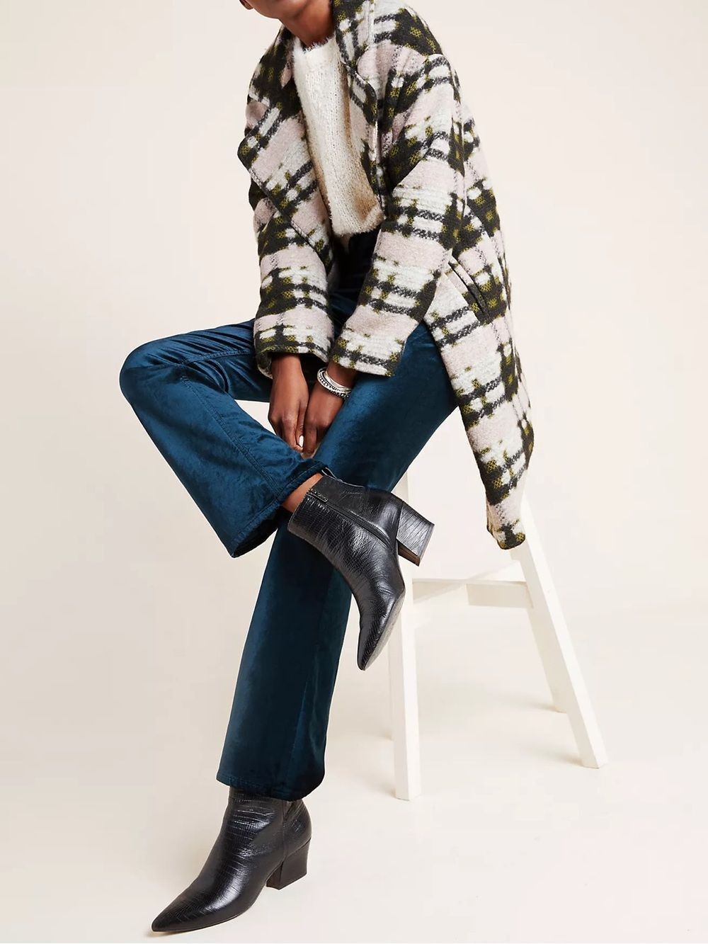Agolde Nico Ultra High-Rise Navy Blue Velvet Bootcut Jeans